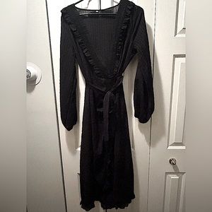 Black shear long sleeve dress